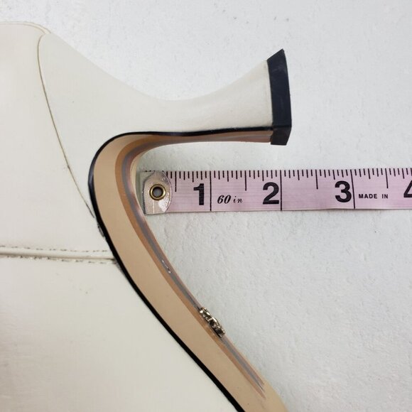 Sam Edelman Lani Chelsea Boot Womens 8 Cream Black Leather Pull On Ankle Heeled - Picture 14 of 15